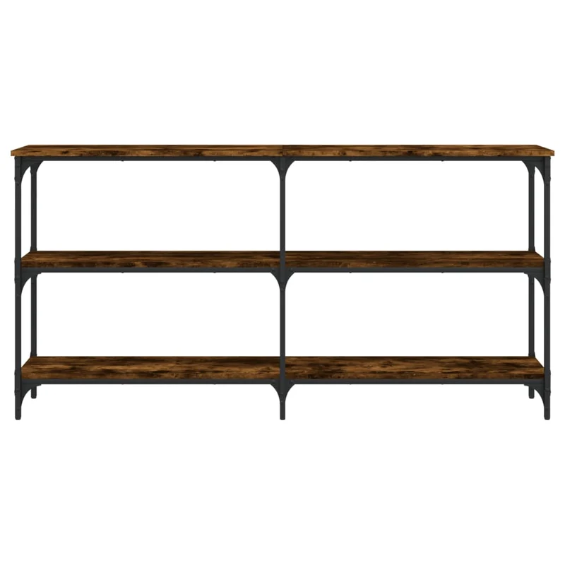 Table console d'entrée fonctionnel et stylé avec étagères 150 x 29 x 75 cm bois d'ingénierie marron et métal DEC031786
