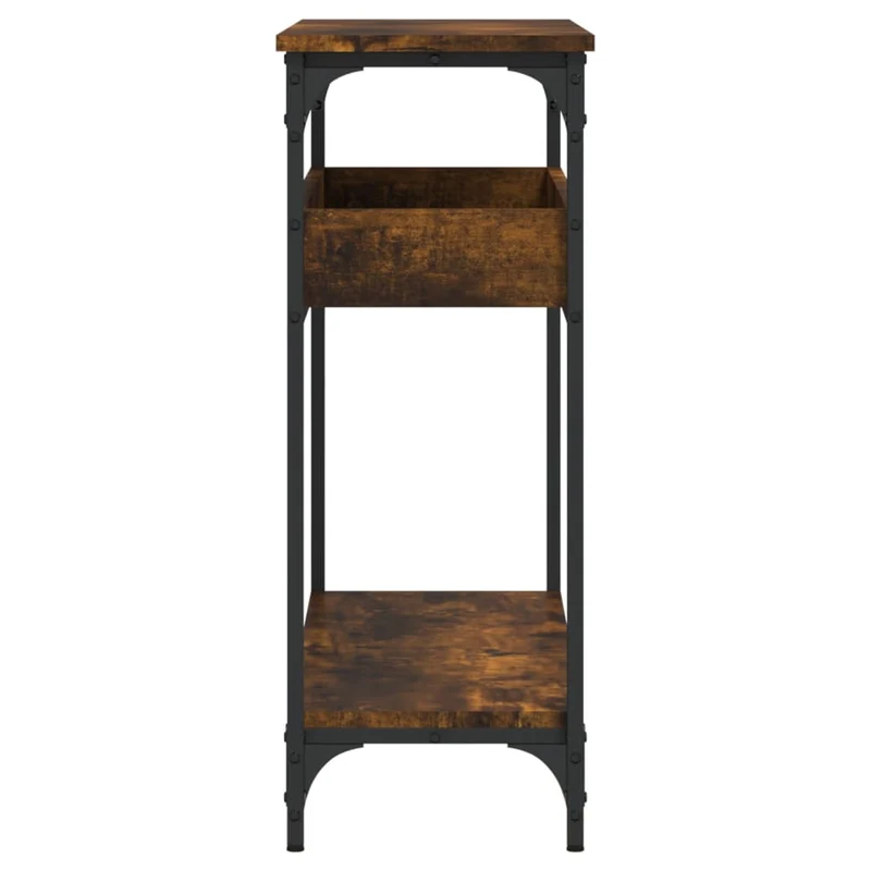 Table console d'entrée fonctionnel et stylé avec étagères 100 x 29 x 75 cm bois d'ingénierie et métal DEC031638