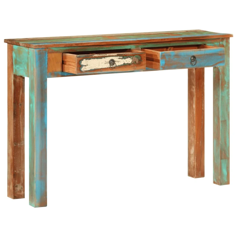 Table console d'entrée fonctionnel et stylé avec tiroirs 110 x 30 x 75 cm bois massif de récupération DEC031511