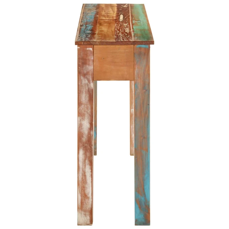 Table console d'entrée fonctionnel et stylé avec tiroirs 110 x 30 x 75 cm bois massif de récupération DEC031511