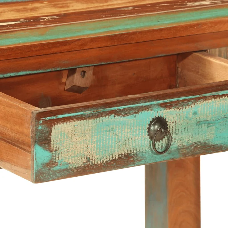 Table console d'entrée fonctionnel et stylé avec tiroirs 110 x 30 x 75 cm bois massif de récupération DEC031511
