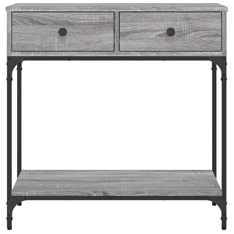 Table console d'entrée fonctionnel et stylé avec tiroirs 75 x 34,5 x 75 cm bois d'ingénierie gris et métal DEC032242