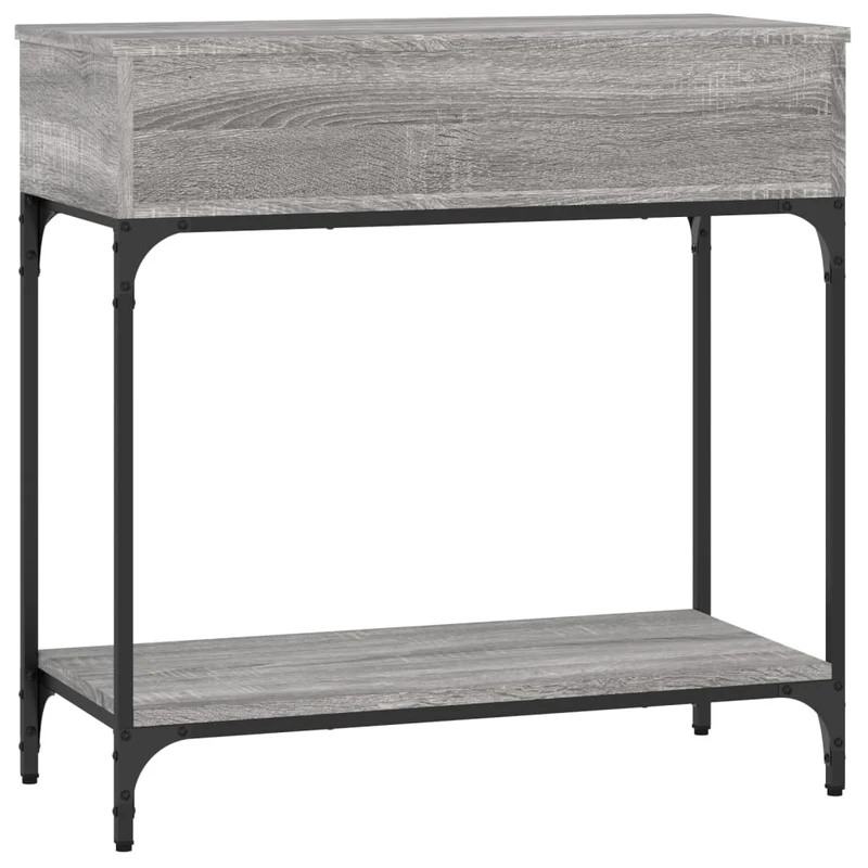 Table console d'entrée fonctionnel et stylé avec tiroirs 75 x 34,5 x 75 cm bois d'ingénierie gris et métal DEC032242