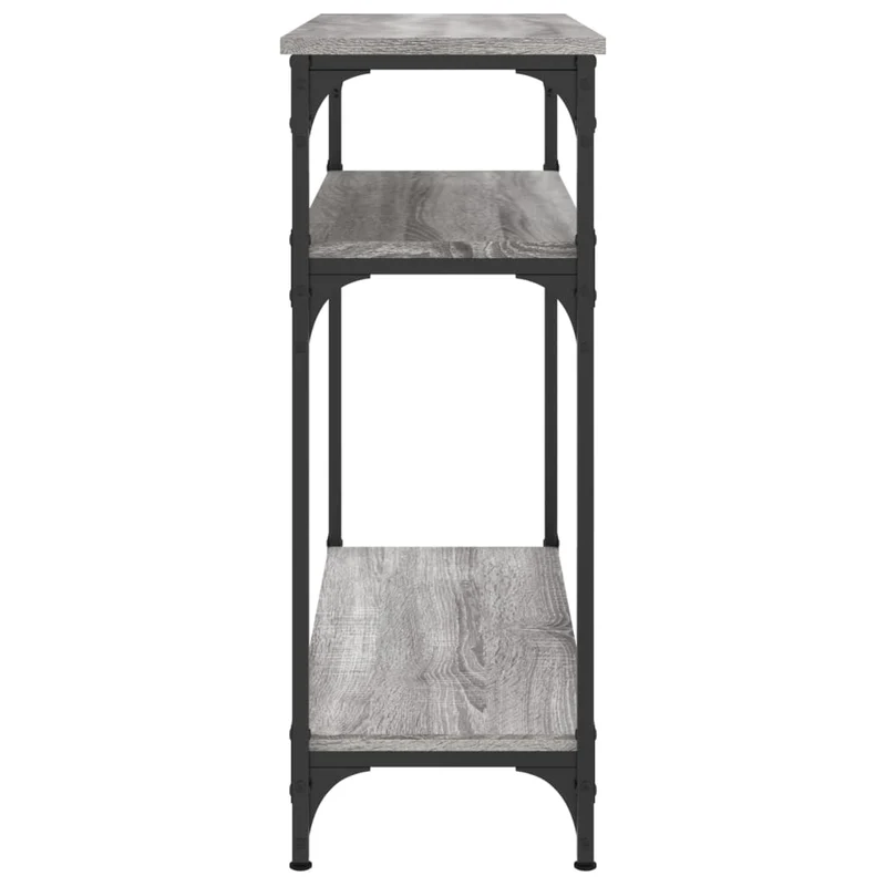 Table console d'entrée fonctionnel et stylé avec étagères 75 x 29 x 75 cm bois d'ingénierie gris et métal DEC032238