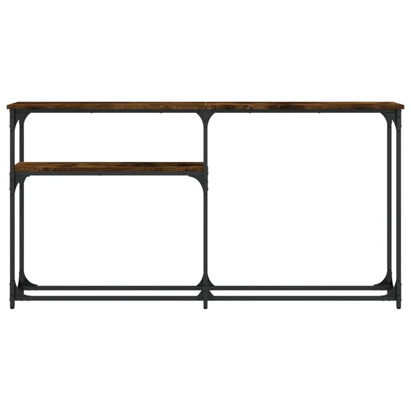 Table console d'entrée fonctionnel et stylé avec étagères 145 x 22,5 x 75 cm bois d'ingénierie et métal DEC031785