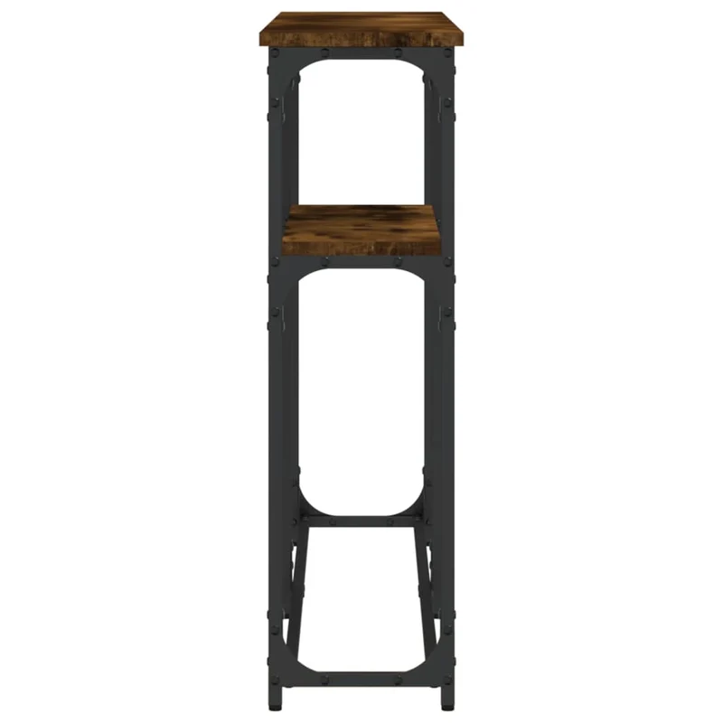 Table console d'entrée fonctionnel et stylé avec étagères 145 x 22,5 x 75 cm bois d'ingénierie et métal DEC031785