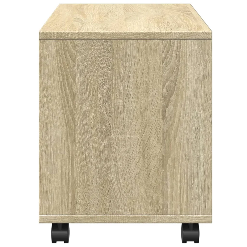 Table console d'entrée fonctionnel et stylé sur roulettes 72 x 33 x 42,5cm bois d’ingénierie couleur chêne DEC031387