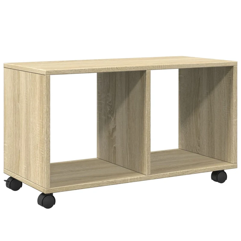 Table console d'entrée fonctionnel et stylé sur roulettes 72 x 33 x 42,5cm bois d’ingénierie couleur chêne DEC031387