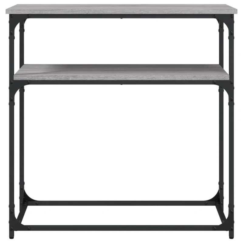 Table console d'entrée fonctionnel et stylé avec étagères 75 x 35,5 x 75 cm bois d'ingénierie gris et métal DEC032246