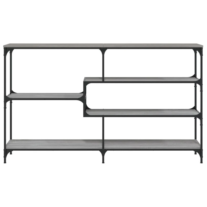 Table console d'entrée fonctionnel et stylé avec étagères 160 x 32 x 95 cm bois d'ingénierie gris et métal DEC032224