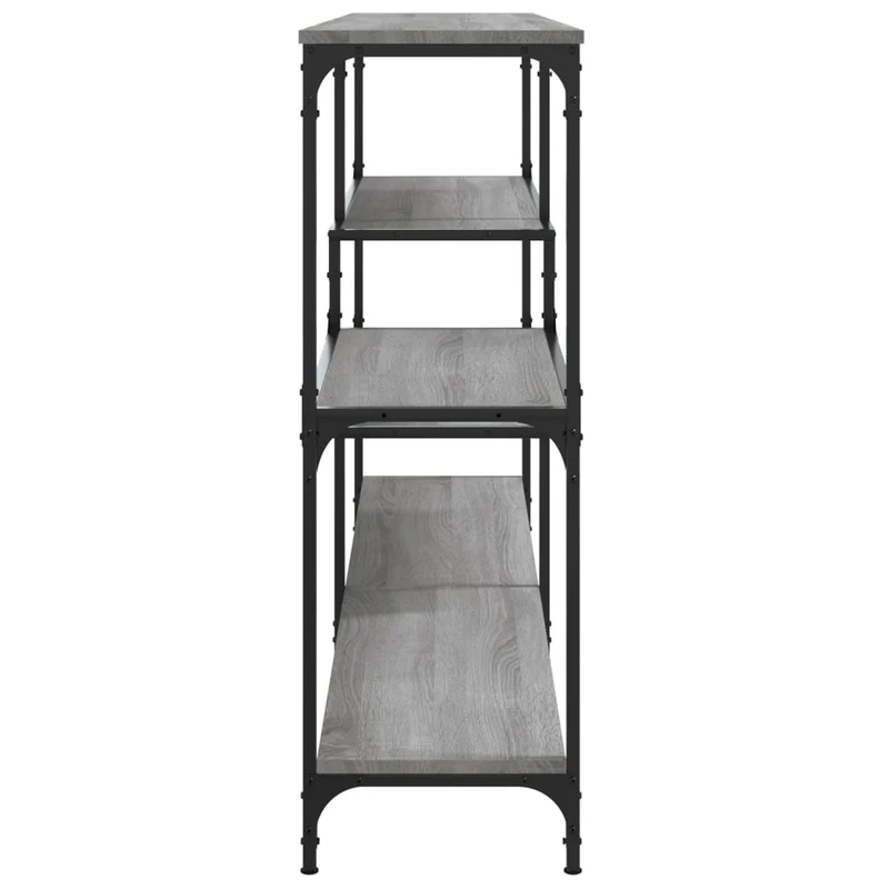 Table console d'entrée fonctionnel et stylé avec étagères 160 x 32 x 95 cm bois d'ingénierie gris et métal DEC032224