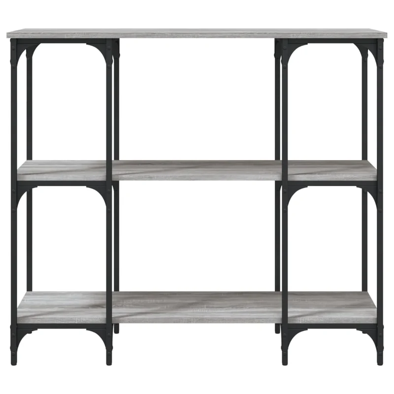 Table console d'entrée fonctionnel et stylé avec étagères 102 x 35 x 90 cm bois d'ingénierie gris et métal DEC032213