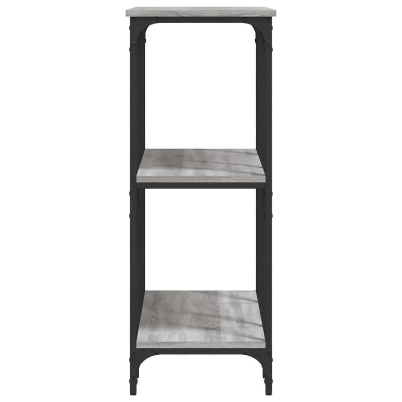 Table console d'entrée fonctionnel et stylé avec étagères 102 x 35 x 90 cm bois d'ingénierie gris et métal DEC032213