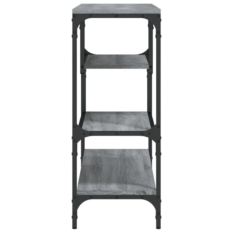 Table console d'entrée fonctionnel et stylé avec étagères 100 x 30 x 75 cm bois d'ingénierie gris et métal DEC032192