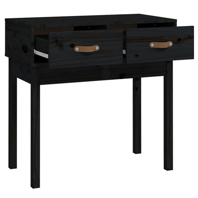 Table console d'entrée fonctionnel et stylé avec tiroirs 76,5 x 40 x 75 cm bois massif de pin noir DEC032161