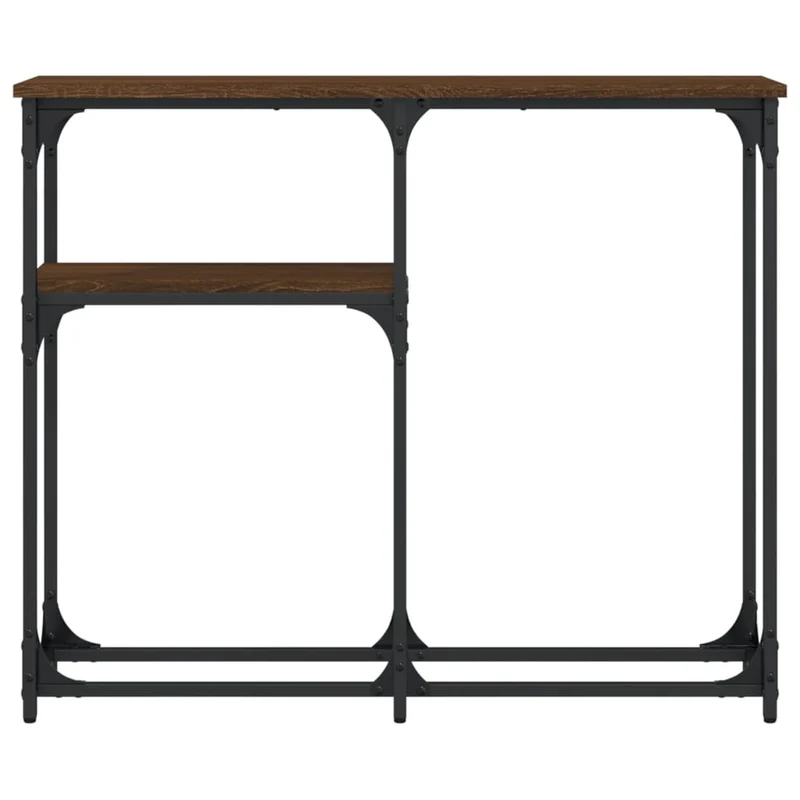 Table console d'entrée fonctionnel et stylé avec étagères 90 x 22,5 x 75 cm bois d'ingénierie marron et métal DEC031896
