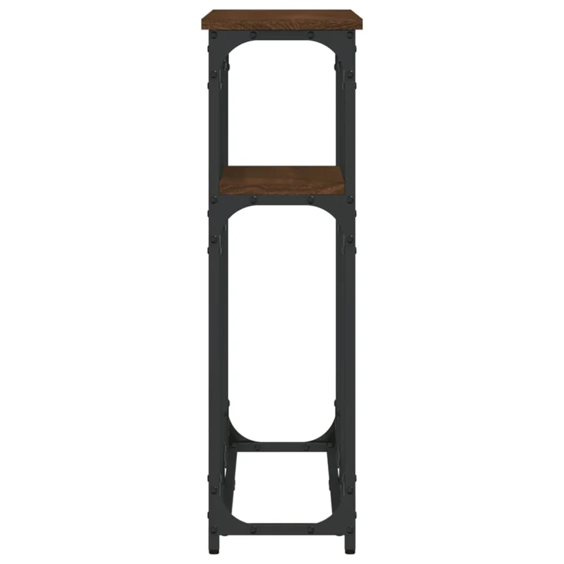 Table console d'entrée fonctionnel et stylé avec étagères 90 x 22,5 x 75 cm bois d'ingénierie marron et métal DEC031896