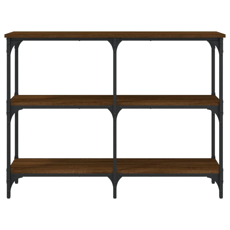 Table console d'entrée fonctionnel et stylé avec étagères 100 x 29 x 75 cm bois d'ingénierie marron et métal DEC031831