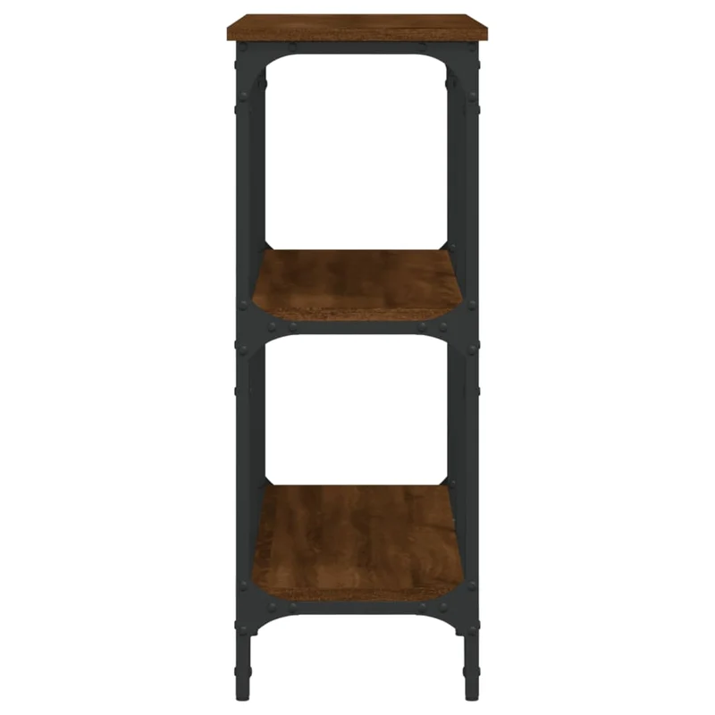 Table console d'entrée fonctionnel et stylé avec étagères 100 x 29 x 75 cm bois d'ingénierie marron et métal DEC031831