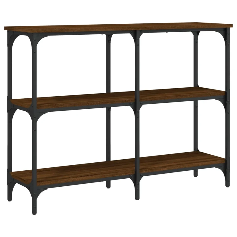 Table console d'entrée fonctionnel et stylé avec étagères 100 x 29 x 75 cm bois d'ingénierie marron et métal DEC031831
