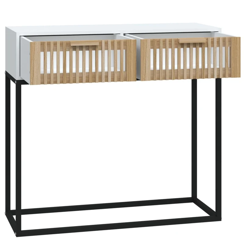Table console d'entrée fonctionnel et stylé avec tiroirs 80 x 30 x 75 cm bois d'ingénierie et fer DEC031714