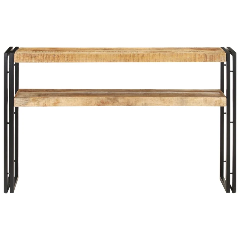 Table console d'entrée fonctionnel et stylé avec étagère 120 x 30 x 75 cm bois de manguier brut brun DEC031549