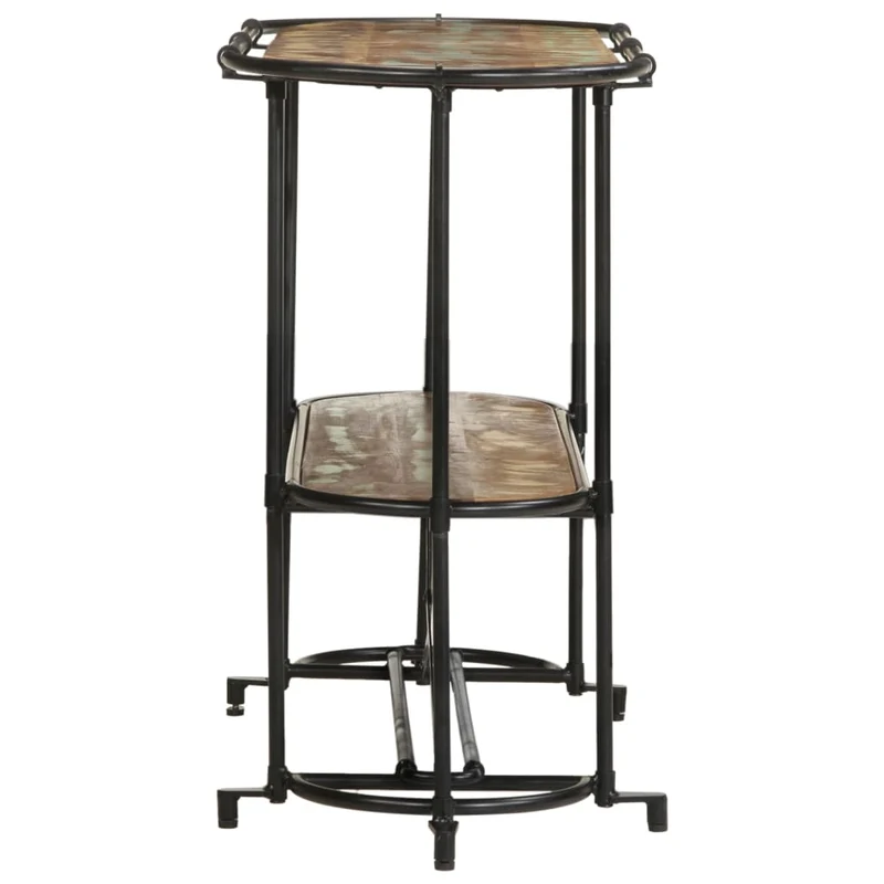 Table console d'entrée fonctionnel et stylé avec étagères 110 x 42 x 76 cm bois massif de récupération et fer DEC031534