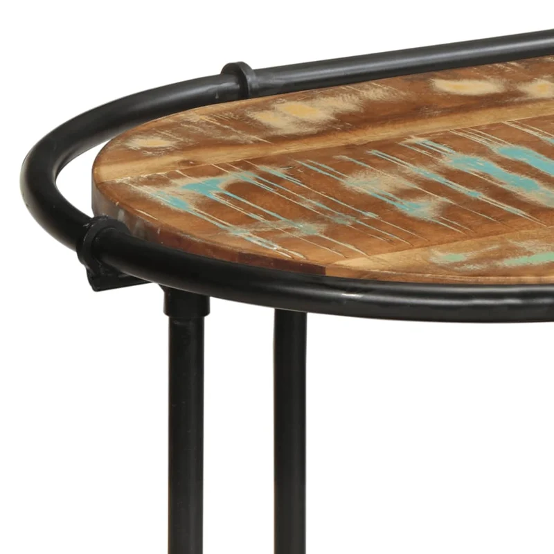 Table console d'entrée fonctionnel et stylé avec étagères 110 x 42 x 76 cm bois massif de récupération et fer DEC031534