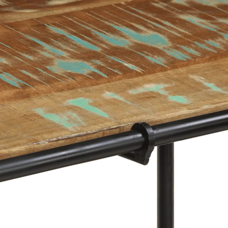 Table console d'entrée fonctionnel et stylé avec étagères 110 x 42 x 76 cm bois massif de récupération et fer DEC031534