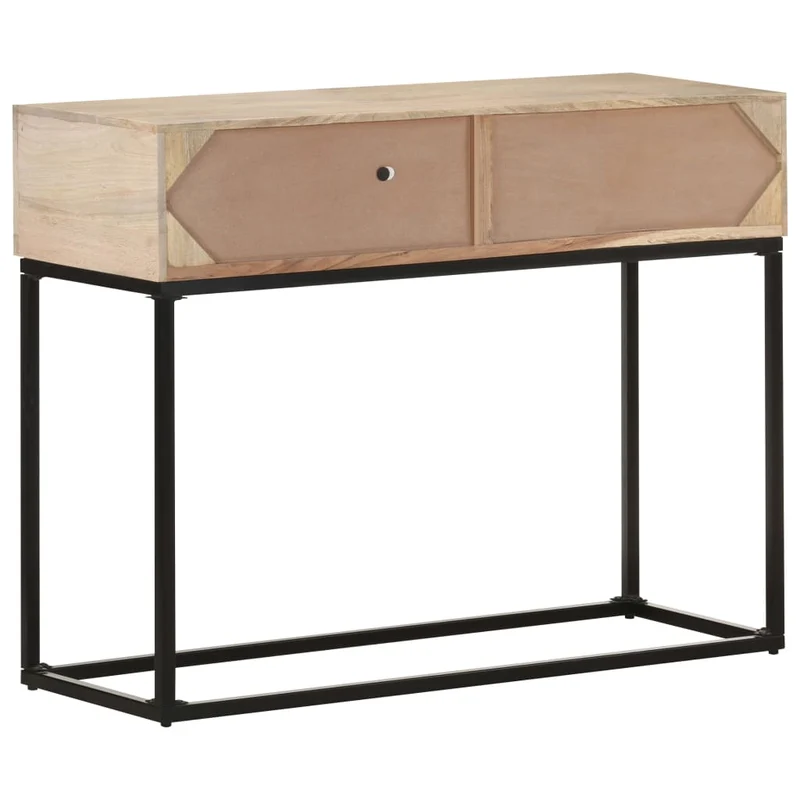 Table console d'entrée fonctionnel et stylé avec tiroirs 100x35x76 cm bois de manguier canne et acier DEC031498