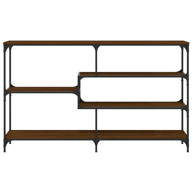 Meuble console d'entrée moderne avec étagères 160 x 32 x 95 cm bois d'ingénierie marron et métal DEC031865