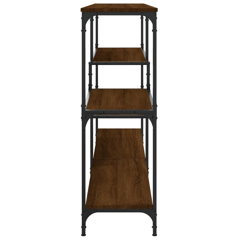 Meuble console d'entrée moderne avec étagères 160 x 32 x 95 cm bois d'ingénierie marron et métal DEC031865