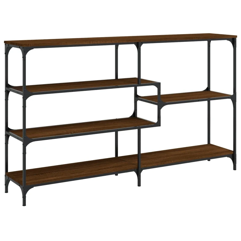 Meuble console d'entrée moderne avec étagères 160 x 32 x 95 cm bois d'ingénierie marron et métal DEC031865