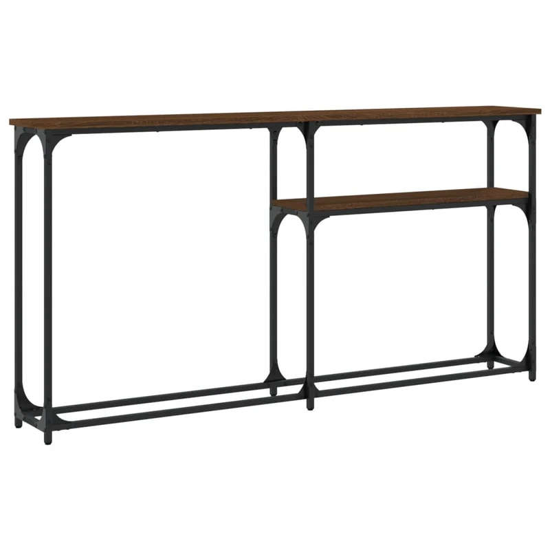 Meuble console d'entrée moderne avec étagères 145 x 22,5 x 75 cm bois d'ingénierie et métal DEC031858
