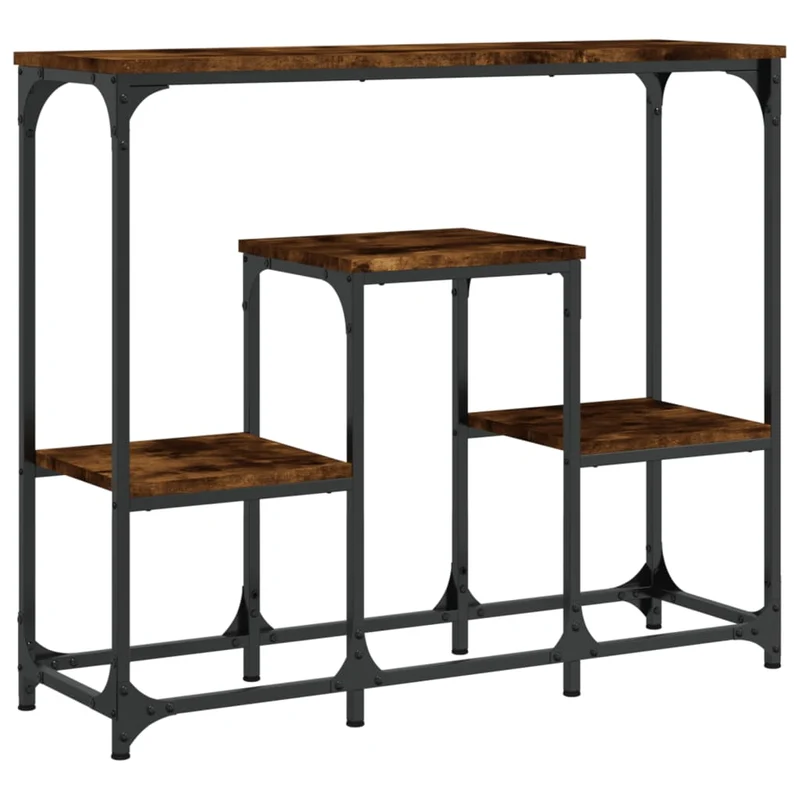Meuble console d'entrée moderne avec étagères 89,5 x 28 x 76 cm bois d'ingénierie marron et métal DEC031821
