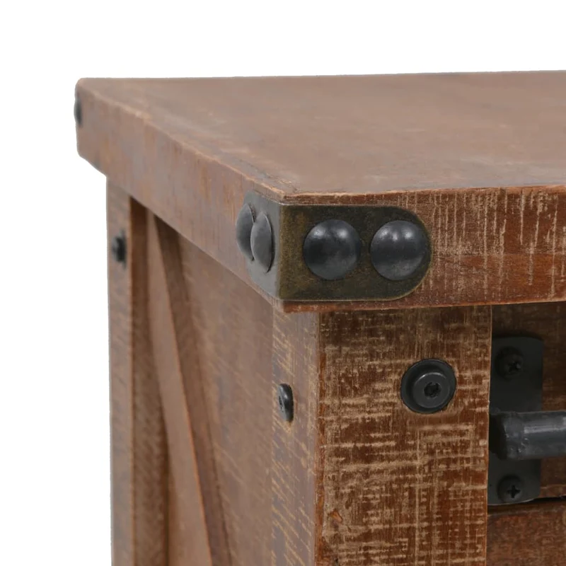 Meuble console avec 2 tiroirs et 2 compartiments 131 x 35,5 x 75 cm bois de sapin massif MDF et acier DEC031748
