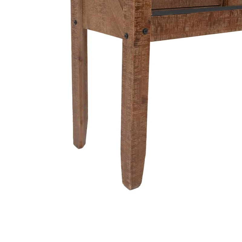 Meuble console avec 2 tiroirs et 2 compartiments 131 x 35,5 x 75 cm bois de sapin massif MDF et acier DEC031748