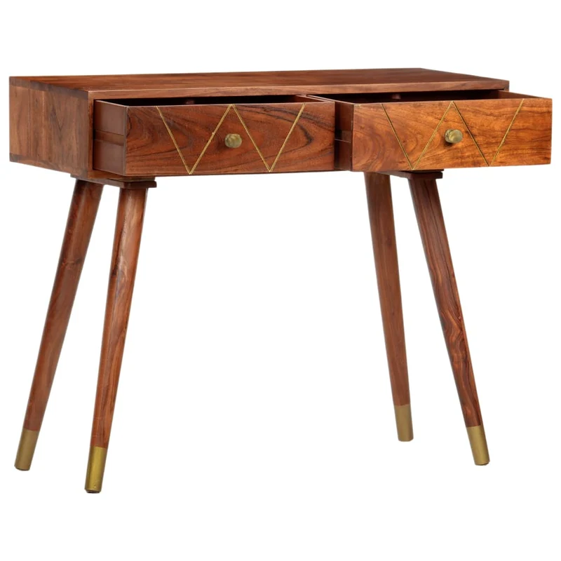 Meuble console d'entrée moderne avec tiroirs 90 x 35 x 76 cm bois d'acacia couleur marron miel DEC031593