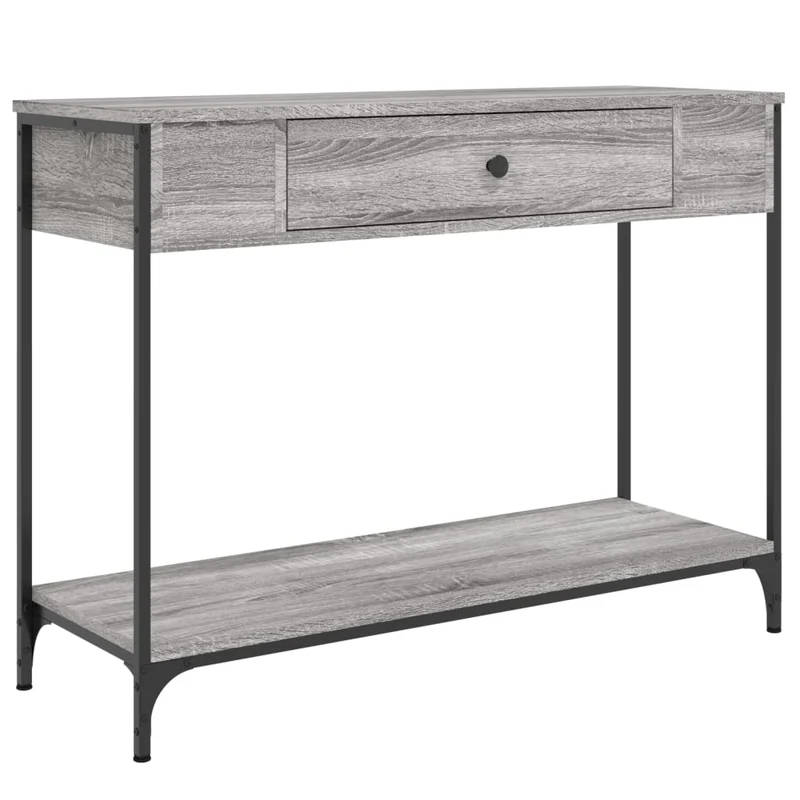 Meuble console d'entrée moderne table d'appoint avec tiroirs 100 x 34,5 x 75 cm bois d'ingénierie gris et métal DEC032196
