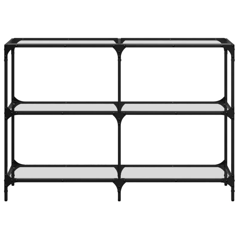 Meuble console d'entrée moderne table d'appoint avec étagères 118,5 x 30 x 81 cm verre transparent et acier DEC031347