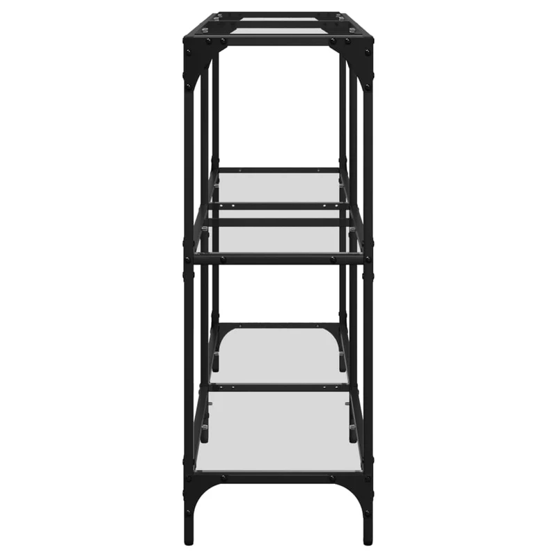Meuble console d'entrée moderne table d'appoint avec étagères 118,5 x 30 x 81 cm verre transparent et acier DEC031347