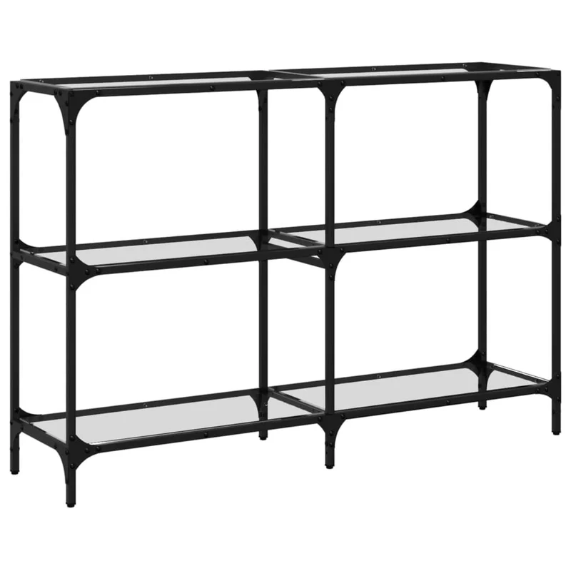 Meuble console d'entrée moderne table d'appoint avec étagères 118,5 x 30 x 81 cm verre transparent et acier DEC031347