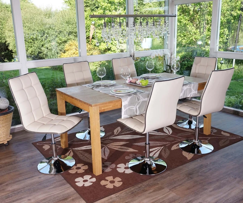 Lot de 6 chaises de salle à manger hauteur réglable en synthétique crème CDS04275