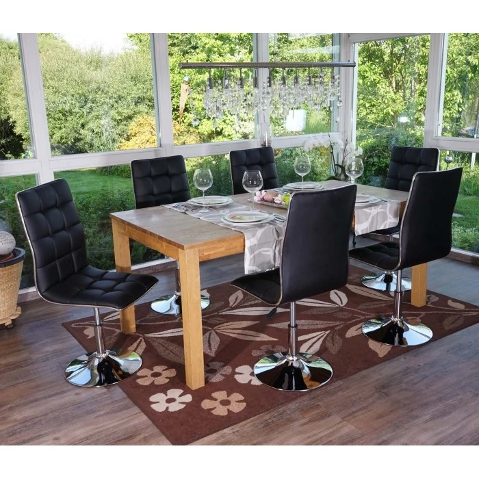 Lot de 6 chaises de salle à manger hauteur réglable en synthétique noir CDS04277