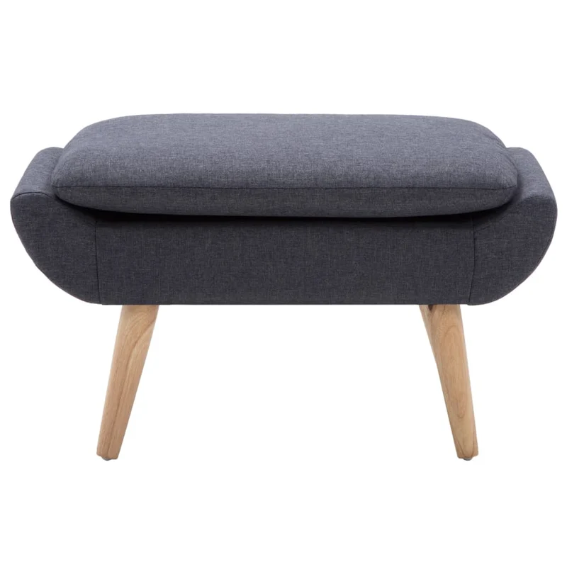 Repose-pieds tabouret 73 x 43 x 42 cm en tissu gris foncé pieds en hévéa DEC030619