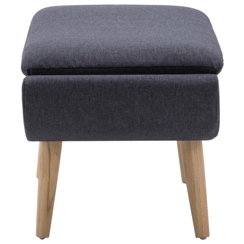 Repose-pieds tabouret 73 x 43 x 42 cm en tissu gris foncé pieds en hévéa DEC030619