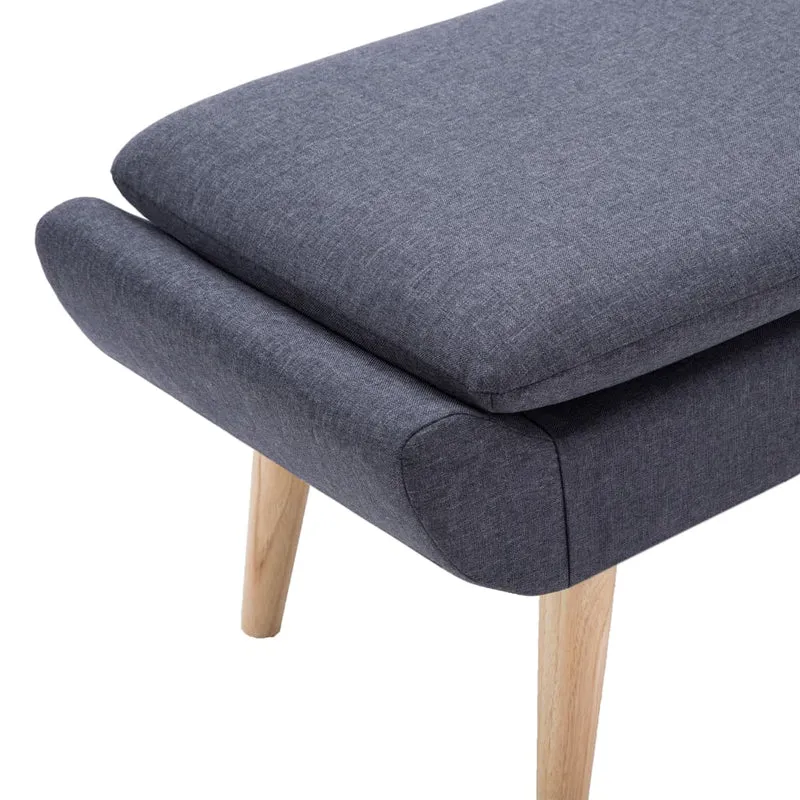 Repose-pieds tabouret 73 x 43 x 42 cm en tissu gris foncé pieds en hévéa DEC030619