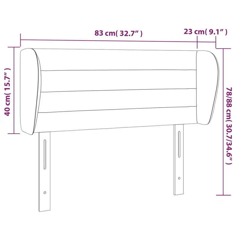 Tête de lit accessoire couchage chambre à coucher meuble avec rebord latéral 83 x 23 x 78/88 cm tissu gris foncé TDL0204886