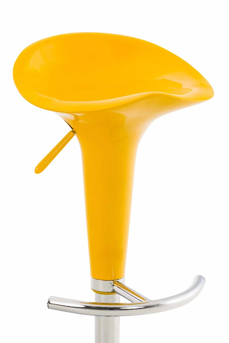 Tabouret de bar x1 avec repose-pieds assise pivotante en plastique jaune et métal chromé 10_0005369