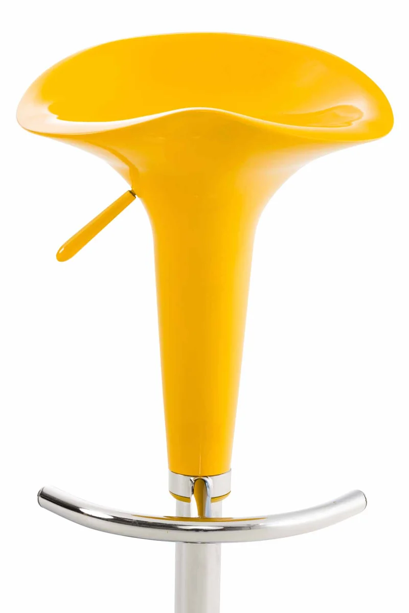 Tabouret de bar x1 avec repose-pieds assise pivotante en plastique jaune et métal chromé 10_0005369